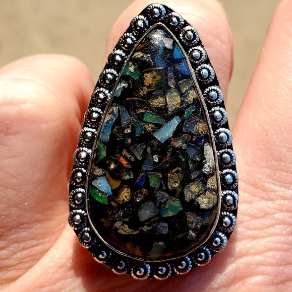 New Copper Ethiopian Opal 925 Silver Ring. - Picture 6 of 10